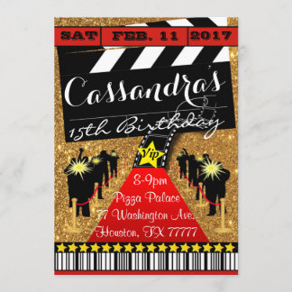 Hollywood Party, Hollywood Birthday Invitation Kaart