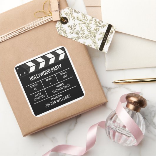 Hollywood Party Stickers, Custom Birthday Vierkante Sticker (Geschenken)