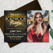 Hollywood Party with Picture Birthday Invitation Kaart