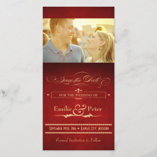  Hollywood Poster Red & Gold Save the Date