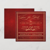 Hollywood Poster Red & Gold Save the Date (Voorkant / Achterkant)