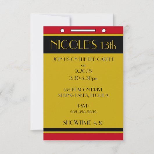 Hollywood Premiere VIP Verjaardagsfeest Kaart (Achterkant)