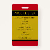 Hollywood Premiere VIP Verjaardagsfeestuitnodiging Badge (Achterkant)