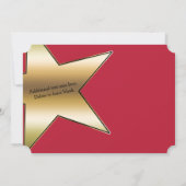 Hollywood RED 3 Foto verjaardagsfeest uitnodiging (Achterkant)