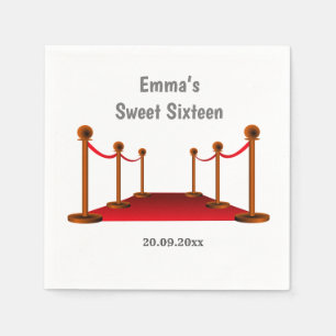 Hollywood Red Carpet 16th Any Age Verjaardagspapie Servet