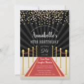 Hollywood Red Carpet Birthday Party Invitation Kaart (Voorkant)