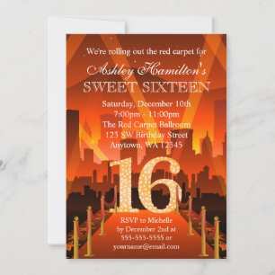 Hollywood Red Carpet City Sweet 16 Verjaardag Kaart