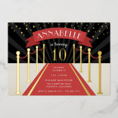 Hollywood Red Carpet Movie Theme Birthday Party Folie Uitnodiging (Voorkant)