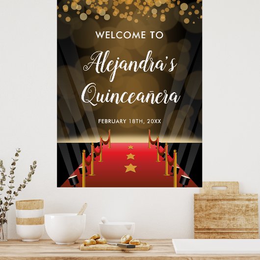 Hollywood Red Carpet Quinceanera Welcome Sign Poster (Keuken)