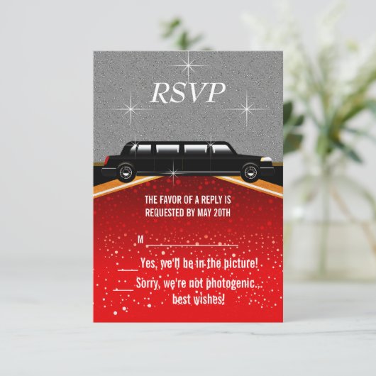 Hollywood Red Carpet RSVP Sjabloon (Staand voorkant)