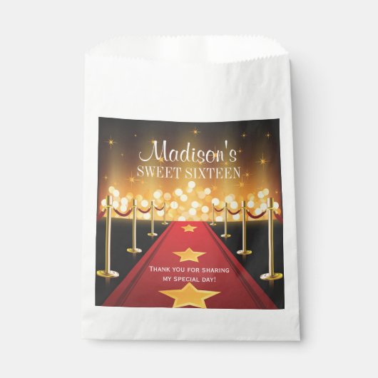 Hollywood Red Carpet Sweet 16 Favor Snoep Bag Bedankzakje (Voorkant)