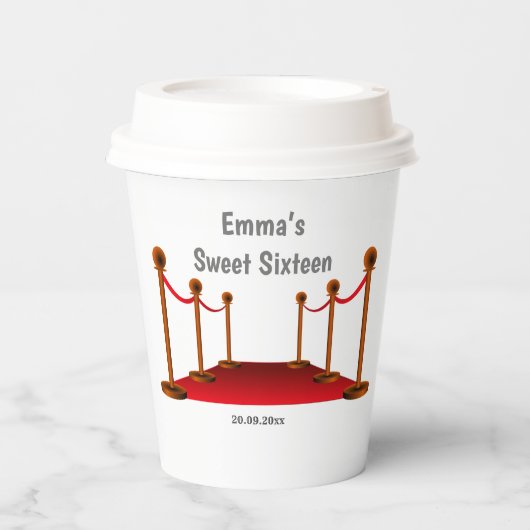 Hollywood Red Carpet Sweet 16 Personalized Papieren Bekers (Voorkant)
