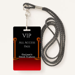 Hollywood Red Carpet Sweet Sixteen VIP All Access Badge