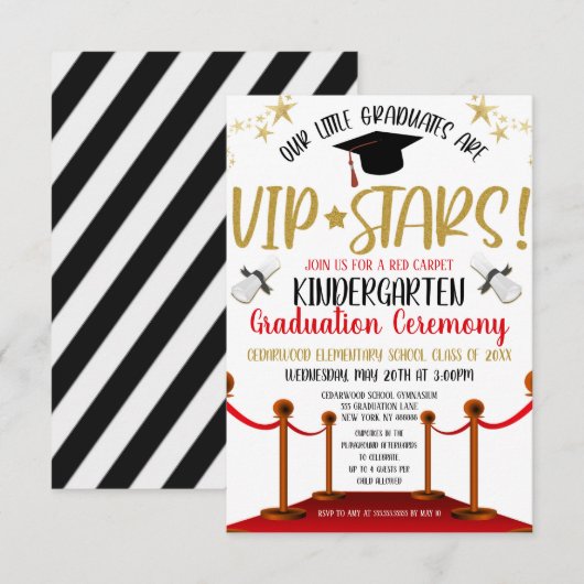 Hollywood Red Carpet Thema Afstuderen Uitnodiging (Voorkant / Achterkant)