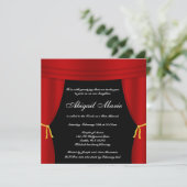 Hollywood Red Curtain Bat Mitzvah Kaart (Staand voorkant)