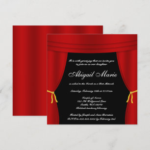 Hollywood Red Curtain Bat Mitzvah Kaart