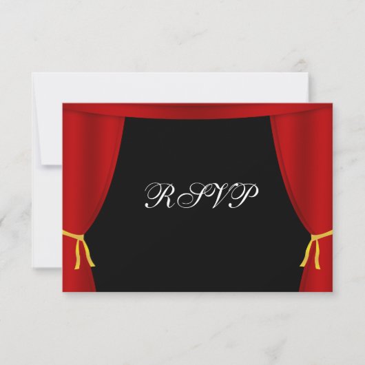 Hollywood Red Curtain RSVP Kaartje (Voorkant)