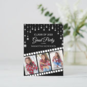 Hollywood Reel 3 Photo Black Silver Afstuderen Briefkaart (Staand voorkant)