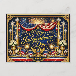Hollywood Regency Onafhankelijkheidsdag Patriottis Feestdagenkaart