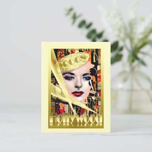 Hollywood Retro  Style Briefkaart (Staand voorkant)