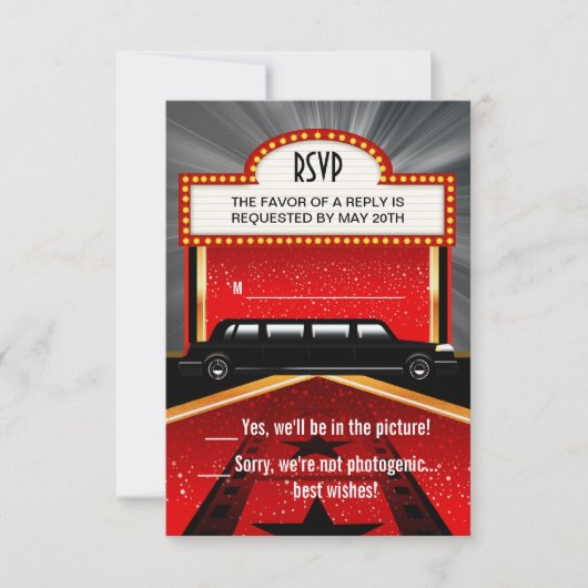 Hollywood Rode Loper RSVP Kaartje (Voorkant)