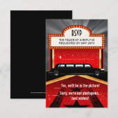 Hollywood Rode Loper RSVP Kaartje (Voorkant / Achterkant)