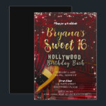 Hollywood Rode Loper Trappen SWEET 16 16e Feestje Kaart<br><div class="desc">Hollywood Rode Loper Trappen SWEET 16 Verjaardagsfeest Uitnodigingen.</div>