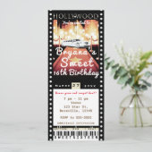 Hollywood Rode Loper VIP Feest Ticket Uitnodiging (Staand voorkant)