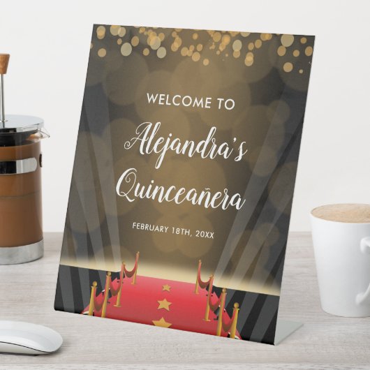 Hollywood rode tapijt quinceanera Welkom Reclamebord Met Voetstuk (Insitu)