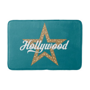 Hollywood Script with Star (White Type) Bath Mat