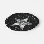 Hollywood Silver Star Black verjaardagsfeestje Papieren Bordje (Gekanteld)