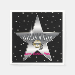 Hollywood Silver Star Black verjaardagsfeestje Servet
