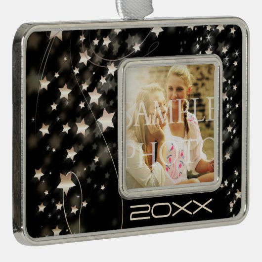 Hollywood Star Custom Photo Year Verzilverd Omlijst Ornament (Rechts)