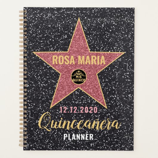 Hollywood Star Glitter Quinceañera Planner (Voorkant)
