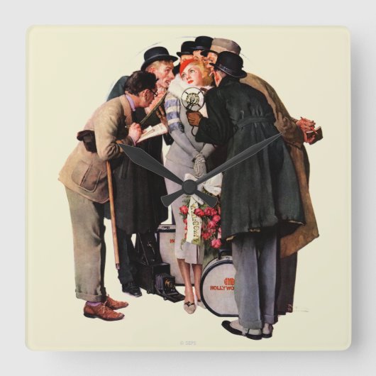 Hollywood Starlet Vierkante Klok (Voorkant)