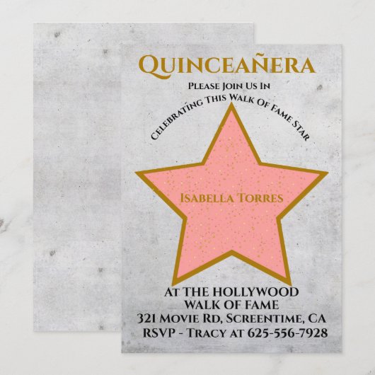 Hollywood Ster Uitnodiging (Voorkant / Achterkant)