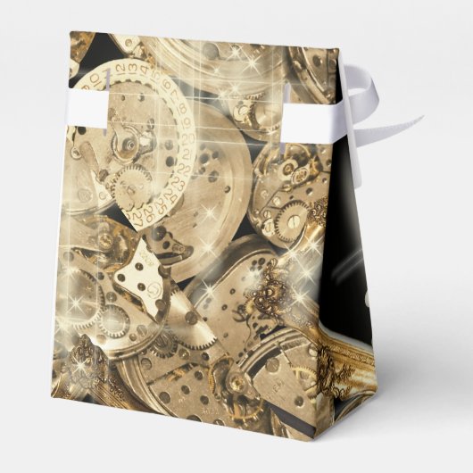 Hollywood sterren steampunk goud zwart bedankdoosjes (Achterkant)