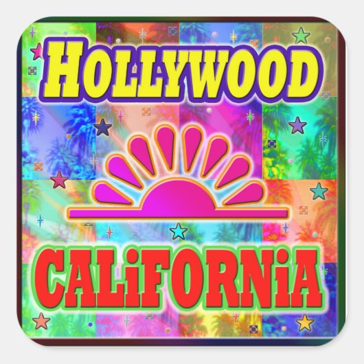 Hollywood Sun & Palms Sticker (Voorkant)