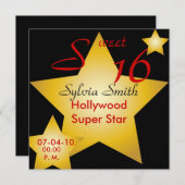 Hollywood Super Star Uitnodiging-Aanpassen Kaart (Voorkant / Achterkant)