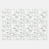 Hollywood Toile Coquette Roze & Groen Inpakpapier Vel (Voorkant)