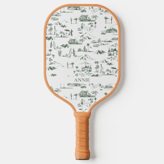 Hollywood Toile de Jouy Green Pickleball Paddle (Voorkant)