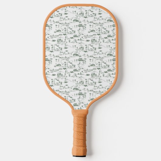 Hollywood Toile de Jouy Green Pickleball Paddle (Achterkant)