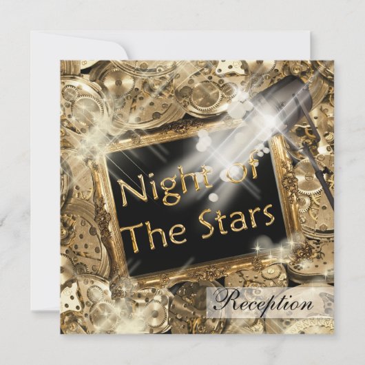 Hollywood trouwreceptie goud zwart kaart (Voorkant)