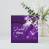 Hollywood trouwreceptie paars kaart (Staand voorkant)