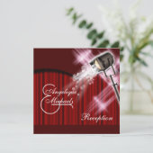 Hollywood trouwreceptie rood zwart wit kaart (Staand voorkant)