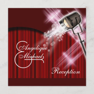 Hollywood trouwreceptie rood zwart wit kaart