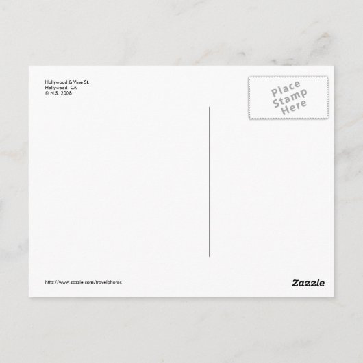 Hollywood & Vine Briefkaart (Achterkant)