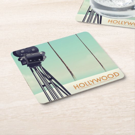 Hollywood Vintage camera Reisposter Kartonnen Onderzetters (Schuin)