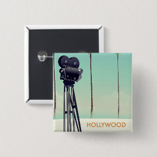 Hollywood Vintage camera Reisposter Vierkante Button 5,1 Cm