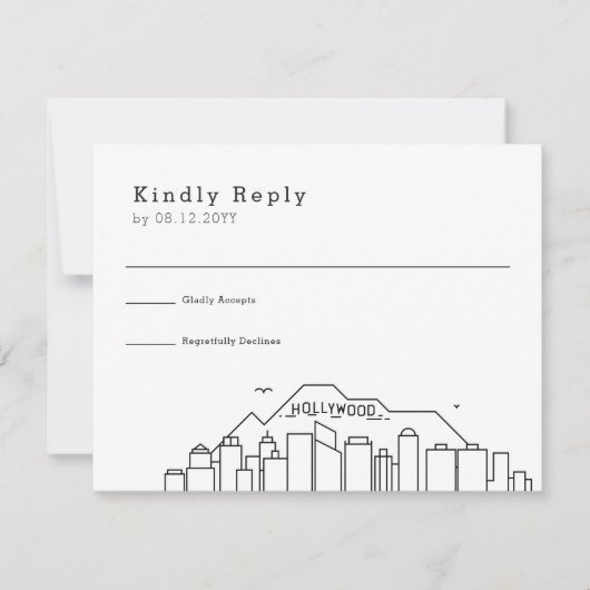 Hollywood Wedding | Stijlvolle Skyline RSVP (Voorkant)